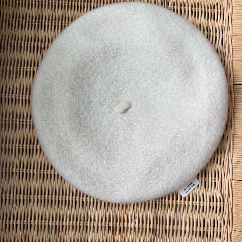 Anthropologie Cream Hat Plush Soft Accessory